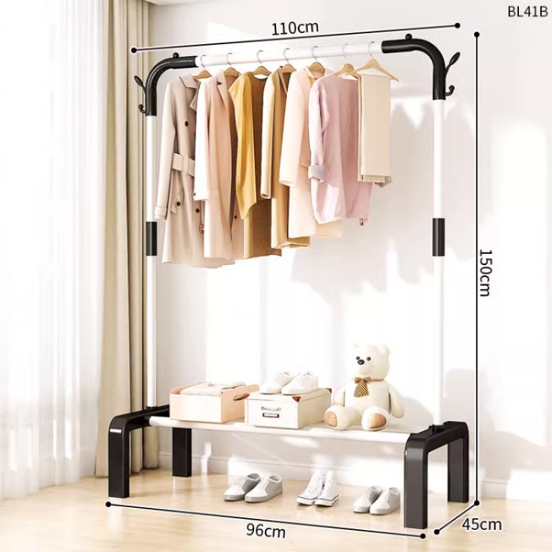 Dormitorio doméstico simple percha de ropa balcón percha de ropa varilla de secado de hierro forjado percha de secado de doble varilla piso vertical