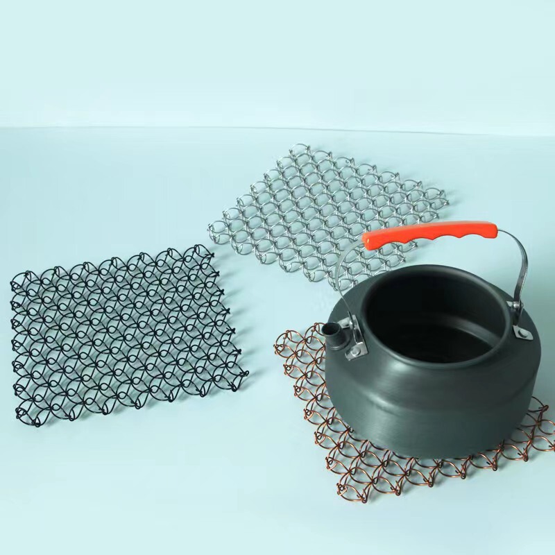 Spring Casserole Mat Coaster Anti-Scalding Table Mat Camping Style 304 Stainless Steel Spring Mesh Insulation Mat Durable and Portable
