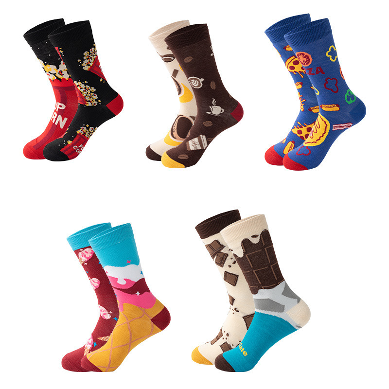 Carefully Selected Socks, Mid-Calf Socks, Artistic Trendy Color-Blocking Long Socks, Autumn Color-Blocking Personalized Large Size Men's Socks, Casual Socks for Women