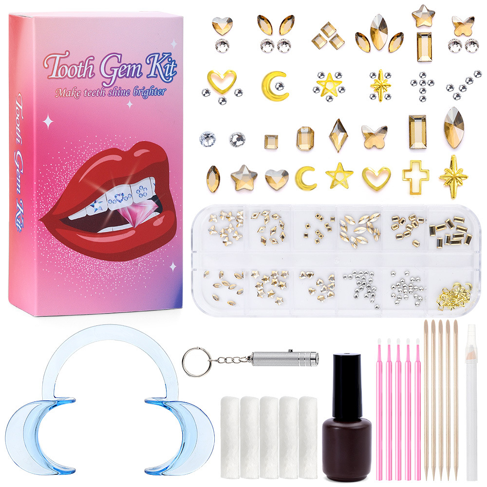 샴페인 12 그리드 치과용 드릴 세트 [접착제가 포함된 색상 상자]