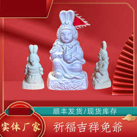 祈福吉祥兔爷陶瓷白坯模摆件DIY教学彩绘画手工文创礼品