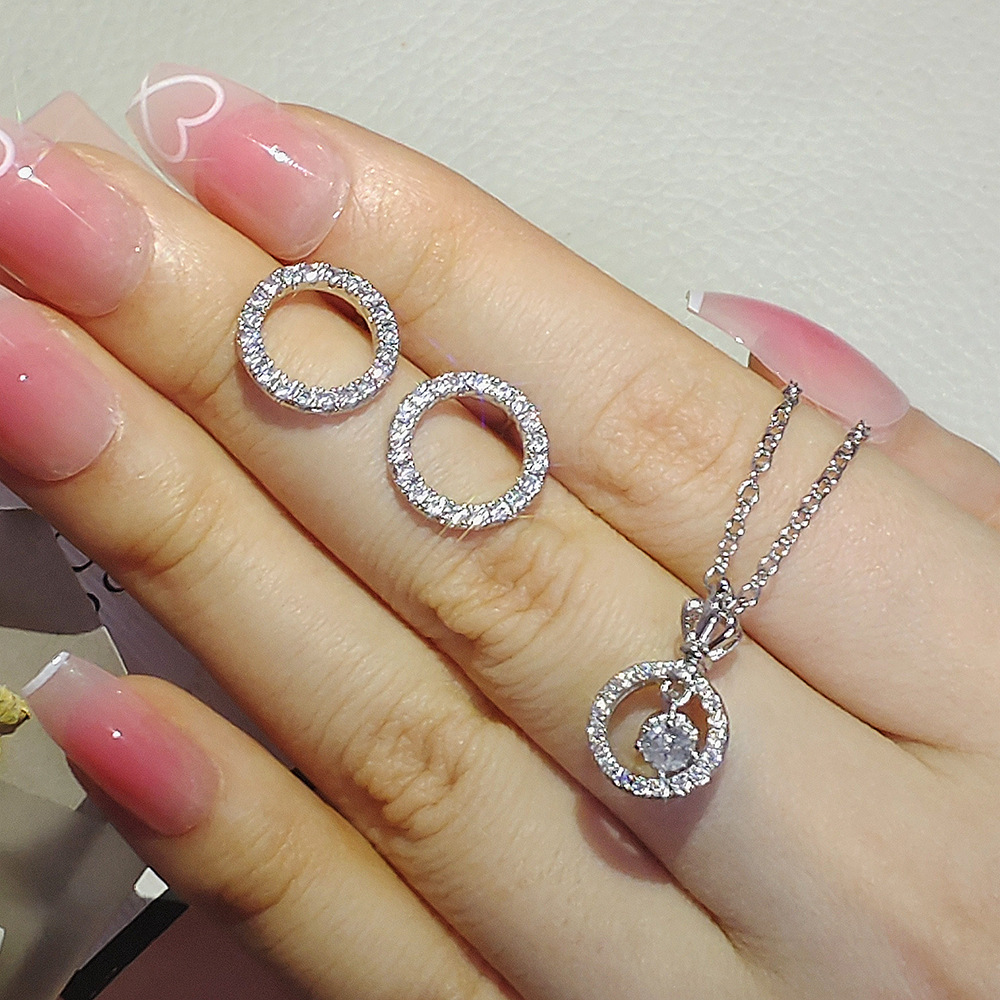 Conjunto de Joyería de Lujo Ligero, Geométrico, Redondo y Clásico para la Vuelta al Cole, Conjunto de Dos Piezas para Mujer, e6874-x7553