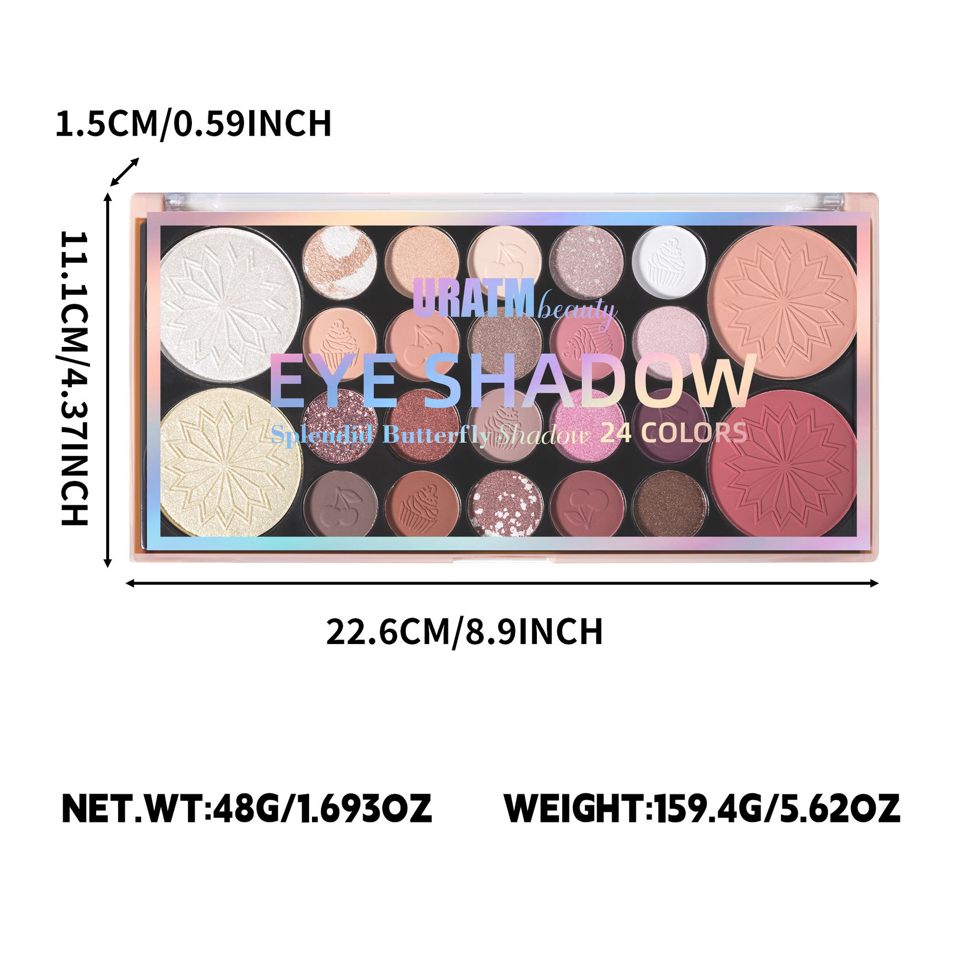 Cross-border bestseller: 24-color multi-functional all-in-one makeup palette, matte, pearlescent, eyeshadow, lipstick, blush, contour and highlight all in one Specification drawing
