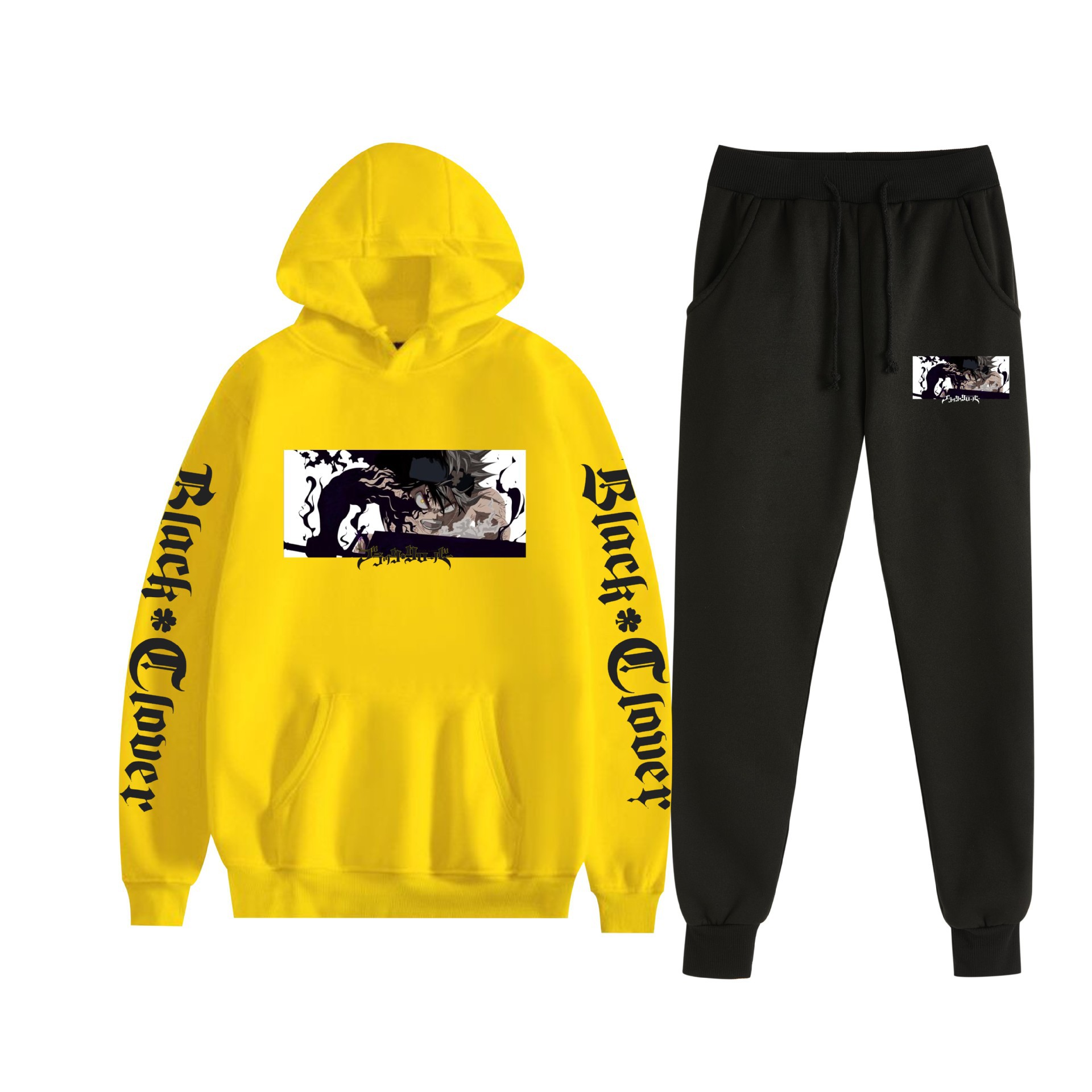 Comercio exterior nuevo estilo riman black trébol de cuatro hojas-Black Clover suéter con capucha corsés traje de dos piezas