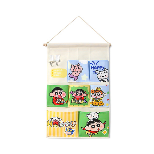 Cute wall storage bag wall hanging multi-grid student dormitory hanging basket artifact girl cartoon hanging bag door without punching