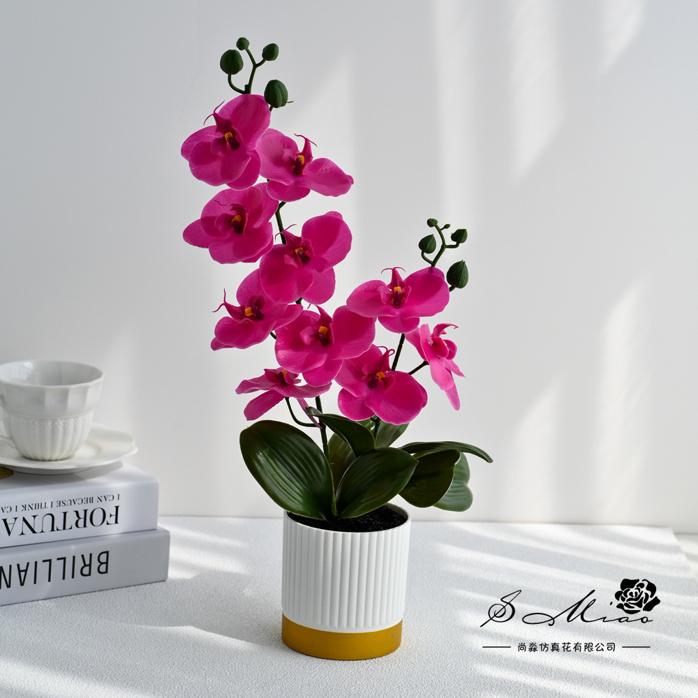 10 flores grandes orquídeas mariposa de dos ramas bonsai imitación maceta flores falsas decoración del hogar fotografía de boda flores artificiales adornos pequeños