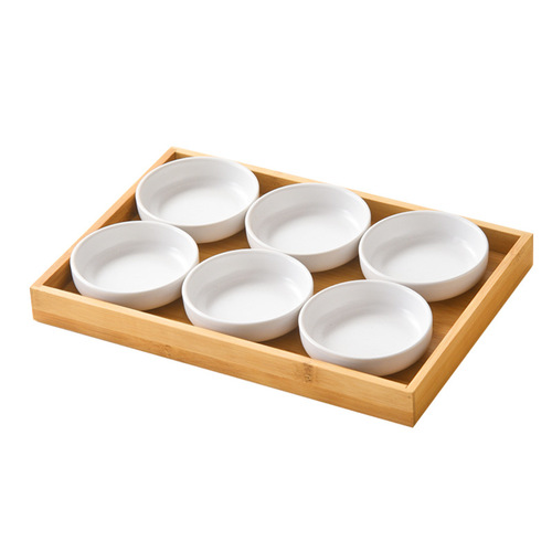 Japanese ceramic tableware divided plate nine-square grid dinner plate round condiment plate sushi Japanese sauce restaurant commercial