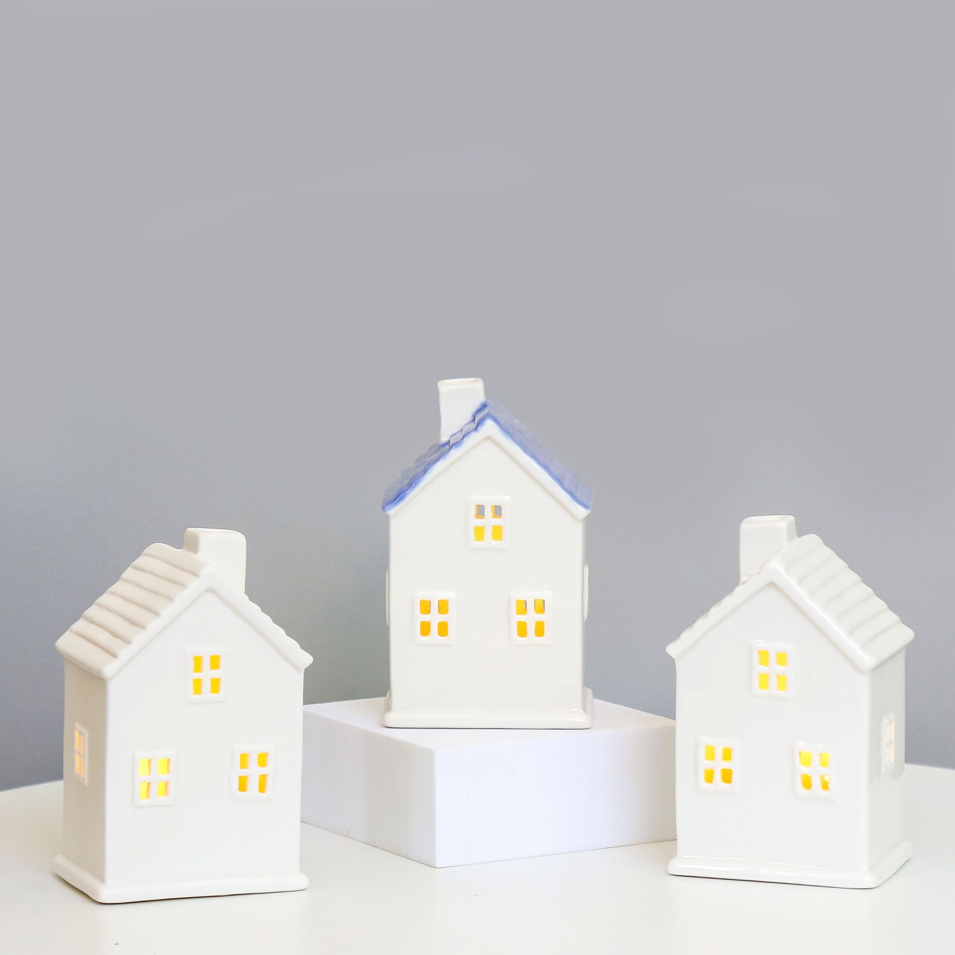 Casa de cerámica pequeña lámpara de mesa decoración creativa dormitorio decoración noche Luz Decoración artesanía transfronteriza Comercio exterior Exportación