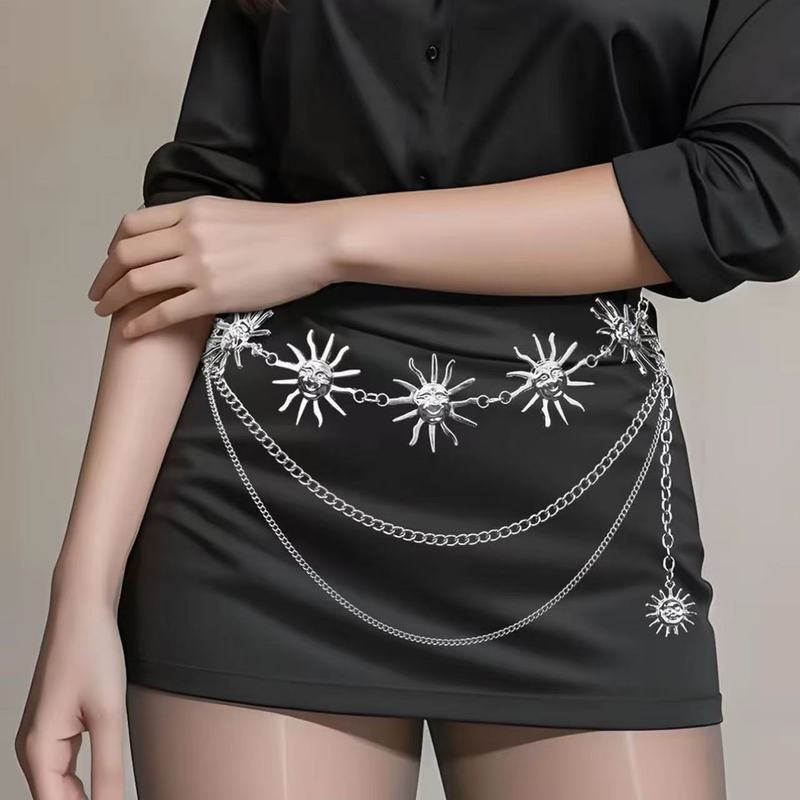 女性用の新しいスタイルのパーソナライズされたシェルメタルウエストチェーン、ハイエンドドレスベルト、多用途のホットガールウエストチェーン、ロングスカートアクセサリー|undefined