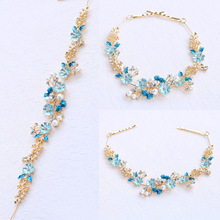 复古饰品彩色新娘发饰合金水钻头饰花朵烤漆新娘伴娘额前盘发发带