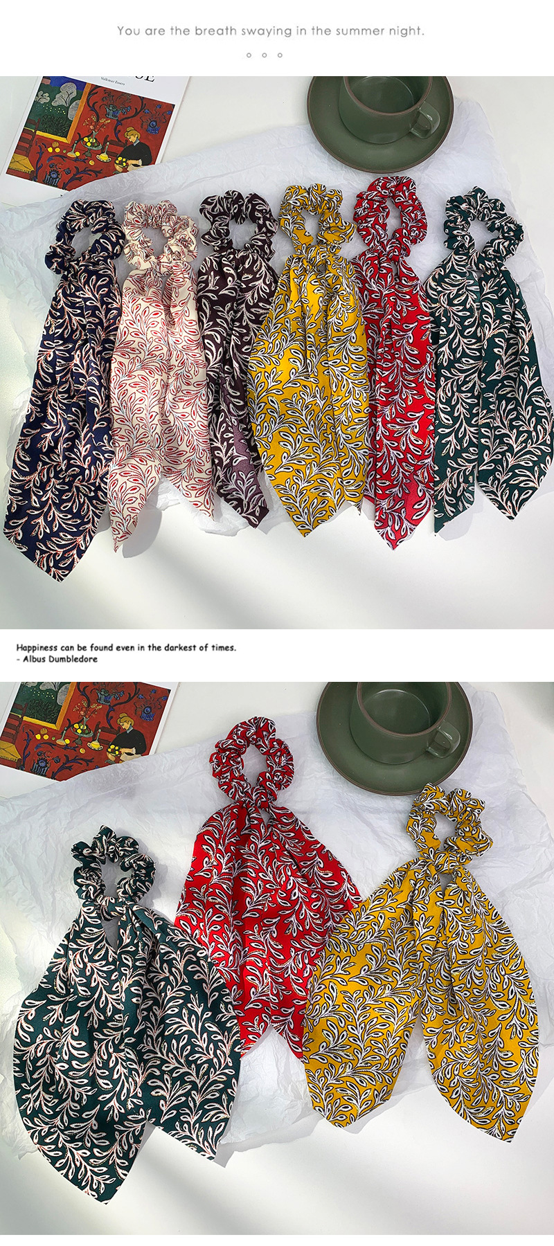 Nihaojewelry Retro Style Floral Ribbon Bowknot Hair Scrunchies Wholesale Jewelry display picture 2