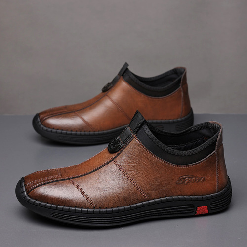 Winter men's leather lace-up casual shoes, soft bottom men's shoes, casual shoes for men, men's English fashion cotton shoes