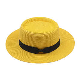 新款女士出游度假防晒沙滩太阳帽夏季海边遮阳帽糖果色凹凸顶草帽