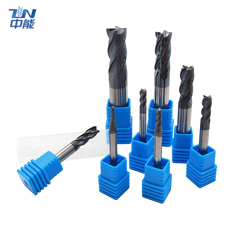 HRC45 degree tungsten steel milling cutter 4-edge milling cutter CNC cutter carbide steel parts black coated four-edge milling cutter