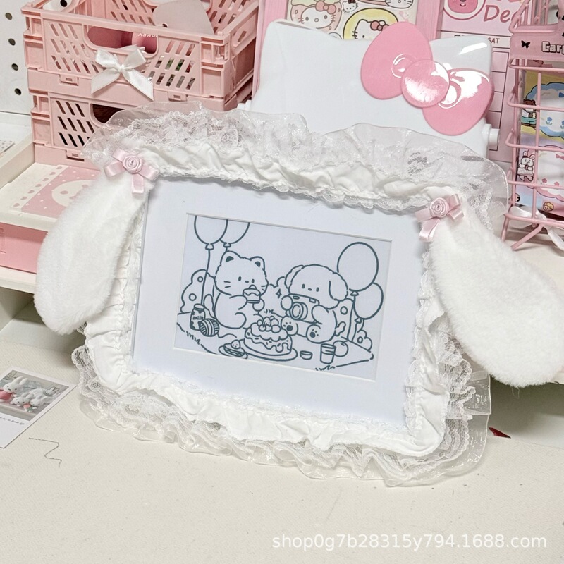 Cute Plush Long-Eared Bunny Photo Frame for Bedroom Desktop Decoration, Polaroid-Style Instagram Prop for Photos Cute Plush Long-Eared Bunny Photo Frame for Bedroom Desktop Decoration, Polaroid-Style Instagram Prop for Photos