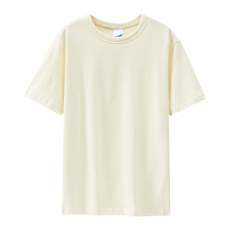 270g de gama alta de algodón Xinjiang de algodón pesado color sólido cuello redondo manga corta Camiseta hombres y mujeres al por mayor fábrica de entrega