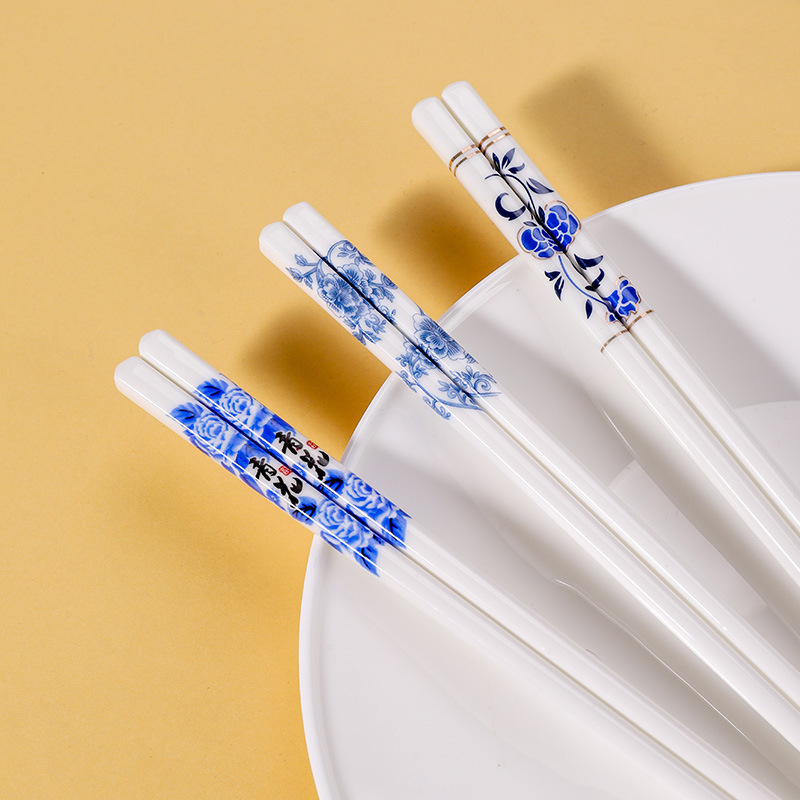 Qianlijiangshan 家庭用高級セラミック箸、抗菌、防カビ、滑り止め、食品グレード、高温耐性、金彩セラミック箸|undefined