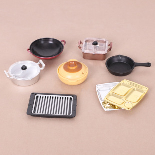 doll house kitchen scene miniature food play pot baking tray casserole frying pan fast food plate diy accessories OB1