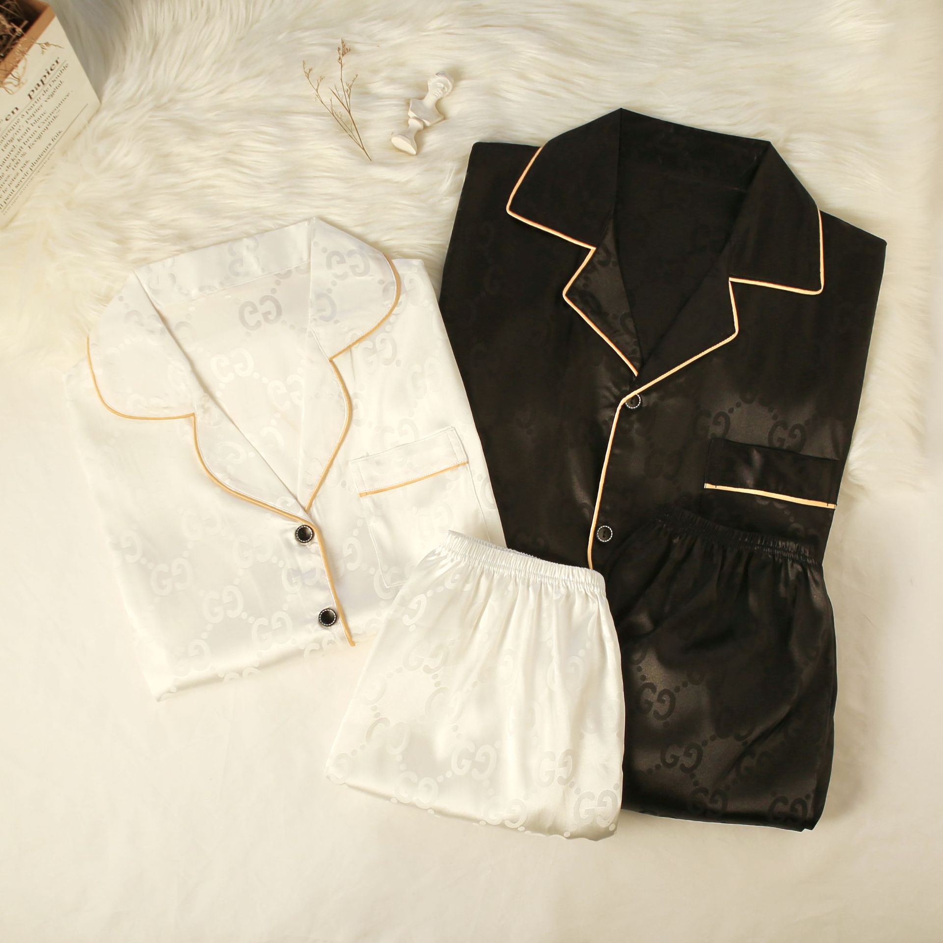 Pijamas de Pareja al por Mayor para Mujer, Estilo Internet Celebrity, Verano, Seda Helada, Manga Corta, Talla Grande para Hombre, Nuevo Modelo 2025, Imitación de Seda, Ropa de Estar en Casa