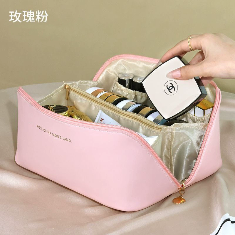Handheld Cosmetic Bag, Capaciuos Travel Shoulder Organizer, High‑End Makeup Case, Lightweight