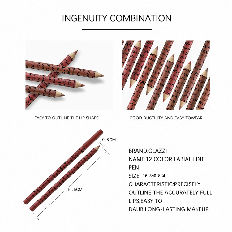 60g Weight Lip Pencil Type Of Cosmetics Wood Material Solid Color Pattern Casual Style Casual Solid Color Wood Lip Pencil 2