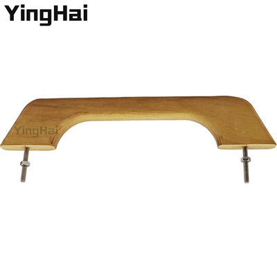 12inch Teak Solid Wood Single Ring Handle Armrest Pull Handle for Yacht Rv Furniture Home Hardware Accessories