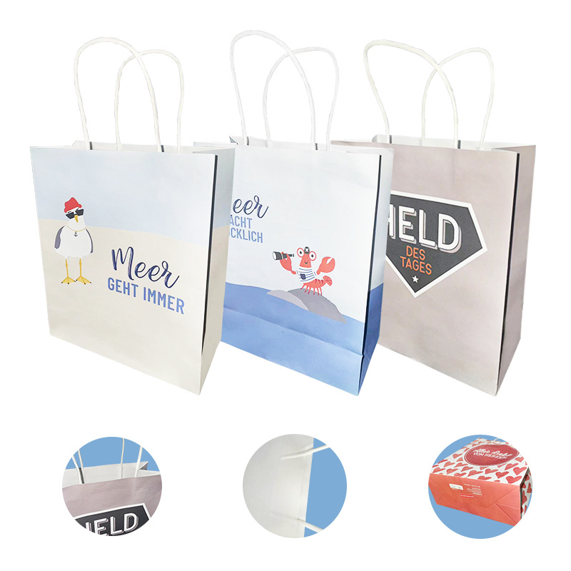 工厂直销现货牛皮纸袋卡通主题小号手提袋购物袋精品包装袋