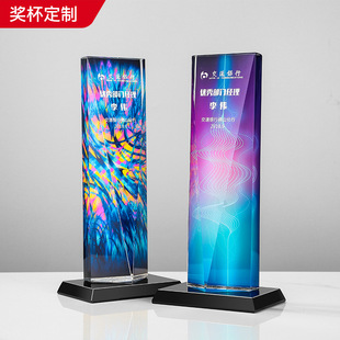 Color printing crystal trophy photo colorful honor medal prize creative lettering excellent staff champion Gift trophy