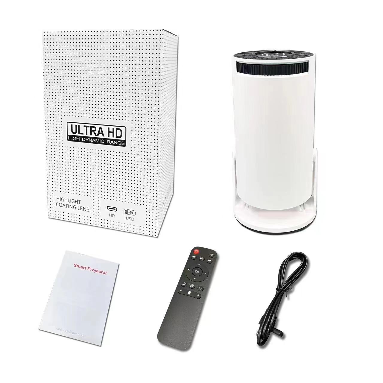 cross-border hot barrel ptz projector android same screen hd portable home fans outdoor mobile phone home theater undefined