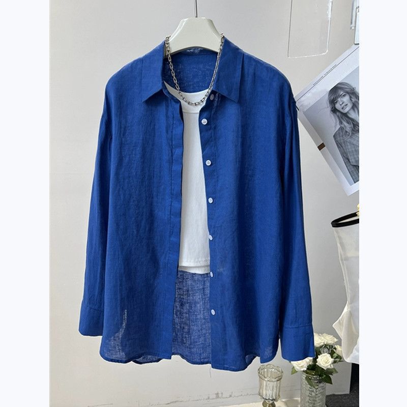 Linen Sun Protection Long-Sleeved Shirt for Women 2025 Summer New Loose Casual Top Small Thin Shirt Jacket