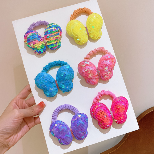 Korean sequin bow headband hair band baby hair tie rubber band girls and children hair accessories high elastic hair rope wholesale