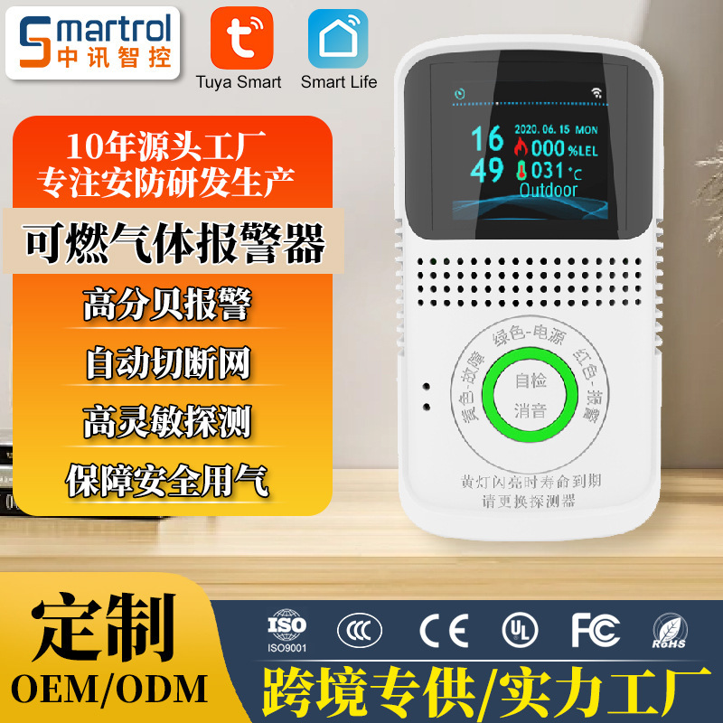 国境を越えたワイヤレスガス検知器 WiFi 可燃性ガス警報器 APP スマート音声ガス検知器|undefined