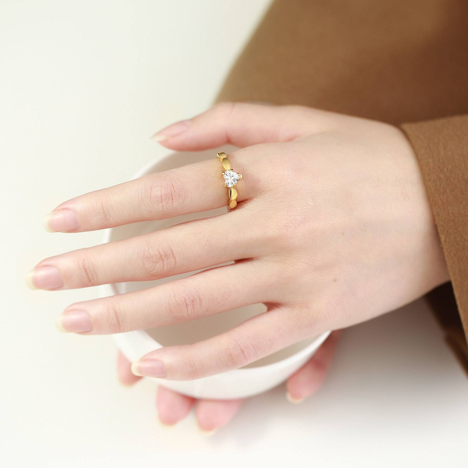 Simple Style Heart Shape Stainless Steel Rings Inlay Zircon Stainless Steel Rings display picture 27