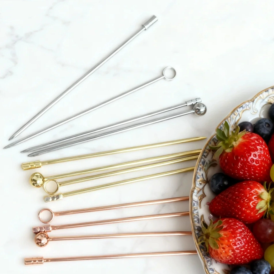 Японская игла мартини, коктейльный шампур из нержавеющей стали 304, оливковая игла, декоративная игла для фруктов, игла для вина, игла для коктейля, стальная игла