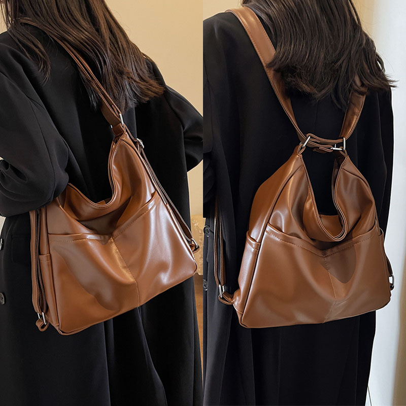 Cross-border PU Leather Backpack & Crossbody Bag for Women, 2-in-1 Tote Bag 2025 New Arrival School Shoulder Bag