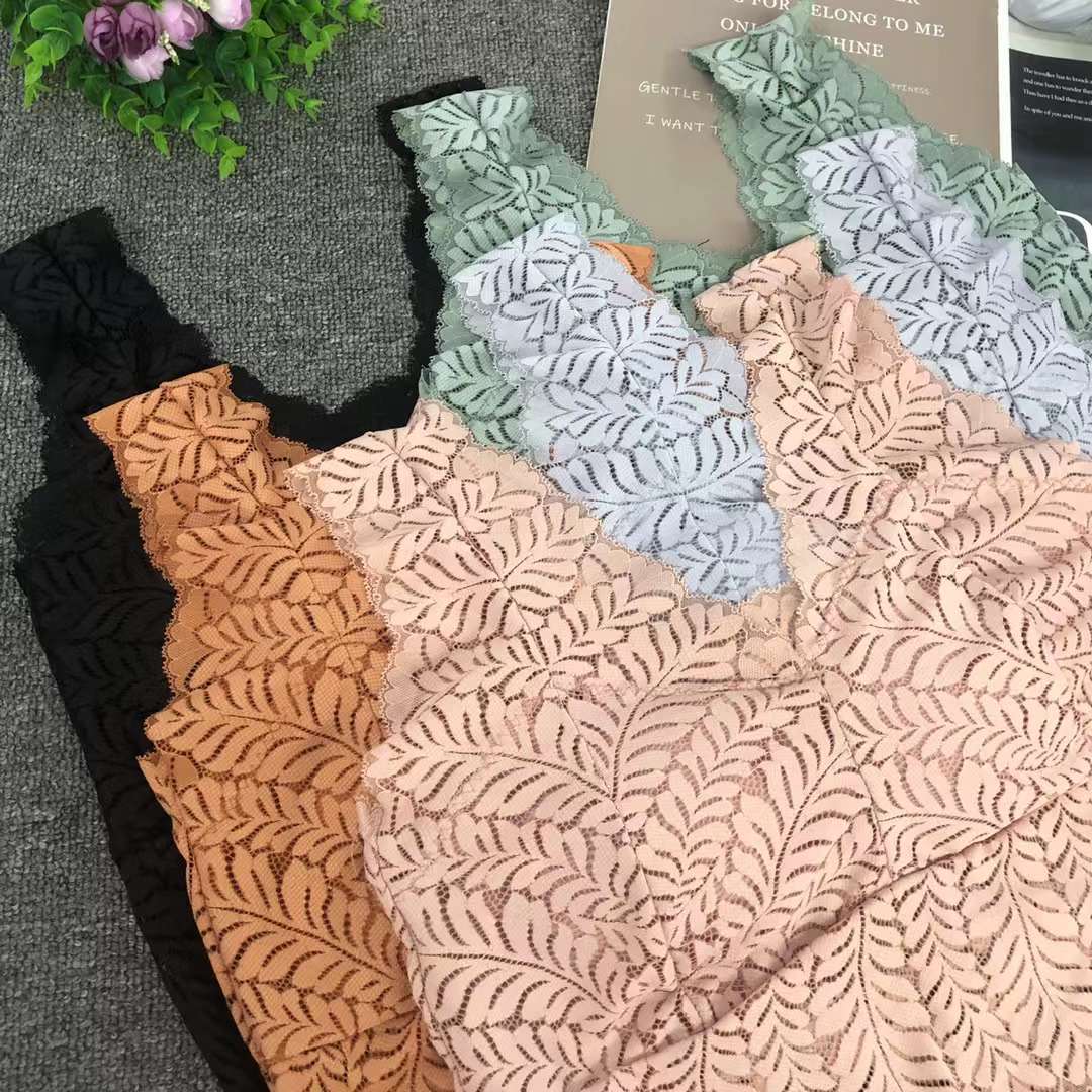 Nuevo chaleco sin costura de alta elasticidad fija copa de mujer chaleco sin anillo de acero sujetador de encaje ropa interior deportiva mujer al por mayor