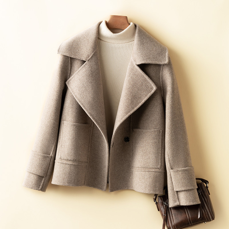 Pure wool double-sided nylon coat women's short elegant commuter woolen coat versatile autumn and winter New niche outdoor wear