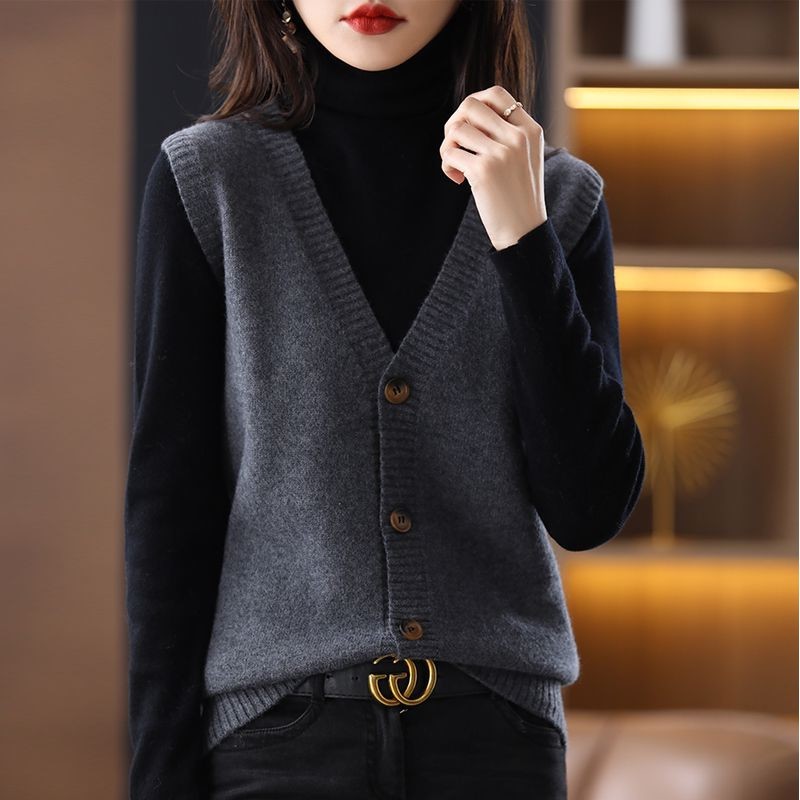 Suéter de punto chaleco cardigan Top principios de primavera otoño 2024 nuevas mujeres populares Chaleco de desgaste exterior chaleco