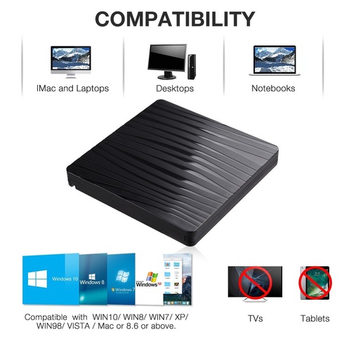 USB 3.0/Type C External DVD Drive CD DVD-RW Player Rewriter Burner Desktop