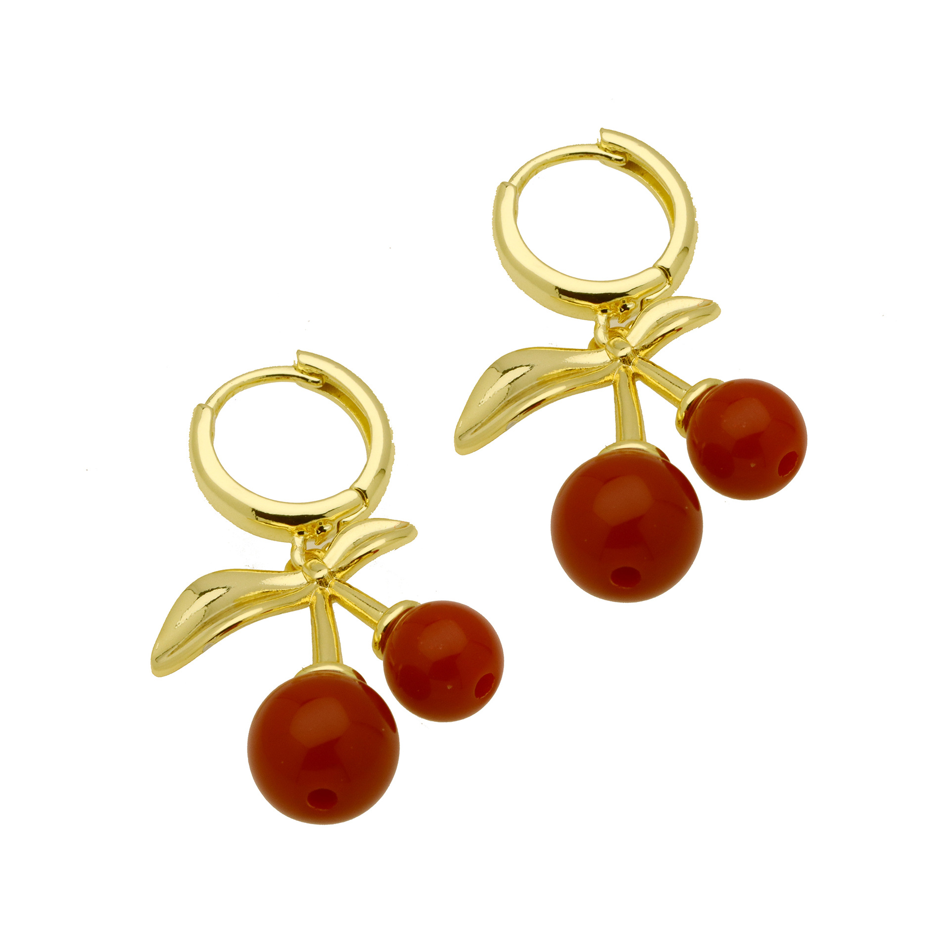 7g Weight Copper Ear Needle Material 18K Gold Plated Plating Material Charm Sleeper Hoop Earrings, Drop Earrings Classification 1 Pair Quantity Casual, Daily Occasion Copper Material Cherry, Mushroom Pattern Women's Gender Enamel, Plating Design Sweet Style 1 Pair Sweet Cherry Mushroom Enamel Plating Copper 18K Gold Plated Drop Earrings 6