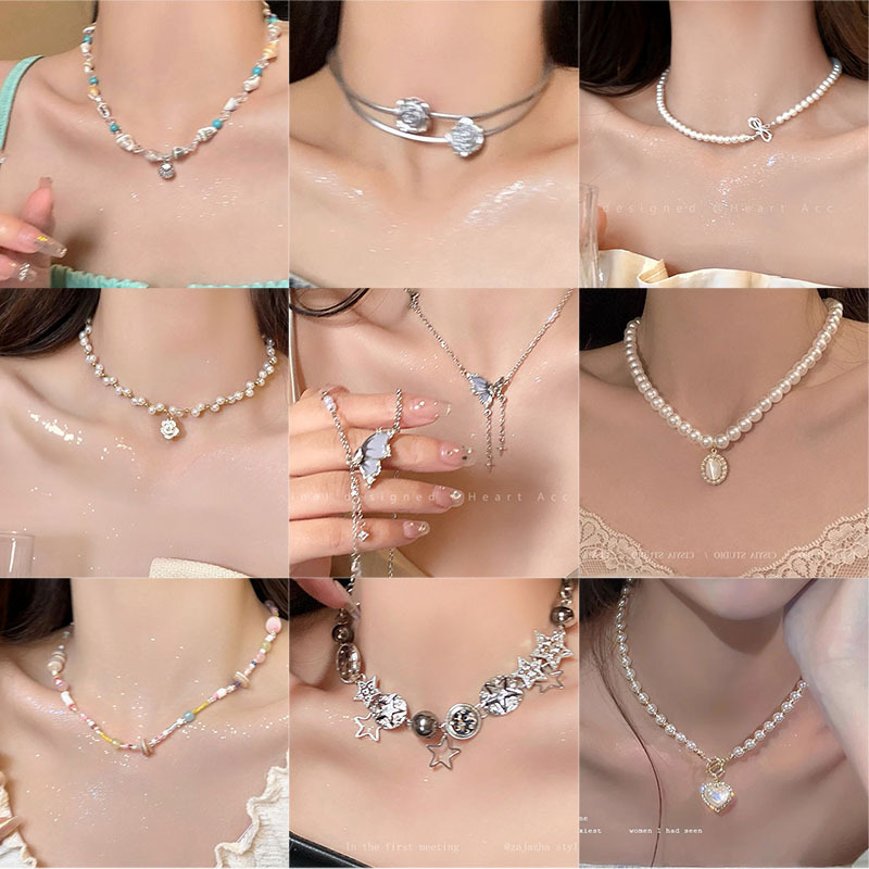 High-end Hot Butterfly Pearl Necklace Women's Ins Style All-match Niche New Arrival Collarbone Chain Light Luxury Exquisite Accessories