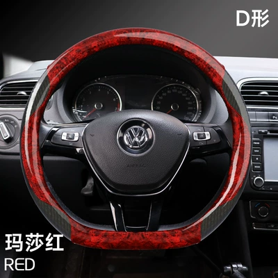 Steering wheel cover wheel cover carbon fiber four - peach-wood-grain-a-masha-red-d-ts-38cm