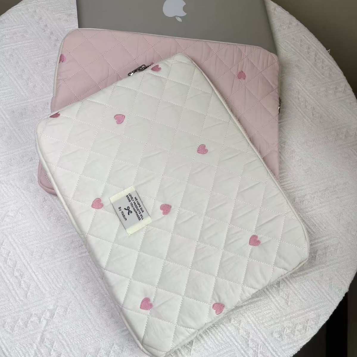 Korean Ins Tablet Computer Storage Bag with Cute Diamond Embroidery Heart Design 11/13/ 15inch Notebook Storage Bag