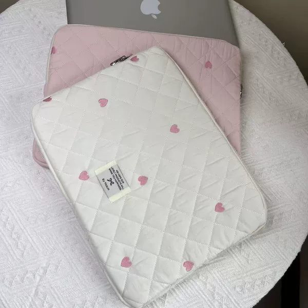 Korean Ins Tablet Computer Storage Bag with Cute Diamond Embroidery Heart Design 11/13/ 15inch Notebook Storage Bag