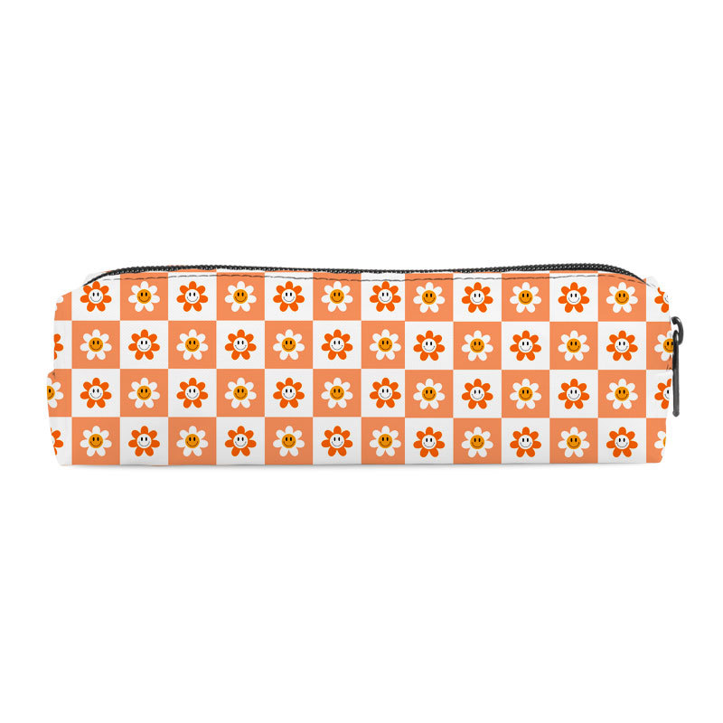 Transfronterizo nuevo sonriente bolsas de lápiz cilíndricas de poliéster simple de alto valor visual bolsa de papelería almacenamiento de gran capacidad