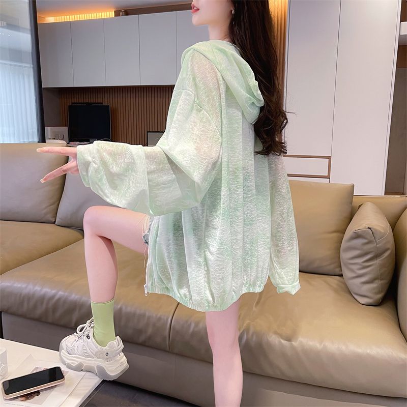 冰丝薄款防晒衣女夏装2026新款宽松大码小个子防晒服开衫连帽外套