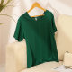 Summer Women's Cotton Silk Short-sleeved Solid Color V-neck Loose Comfortable Casual Rayon Cool Fabric Home Clothes Pajamas for Women