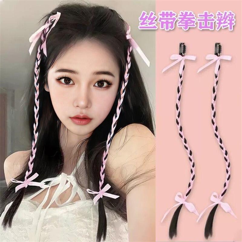 Wholesale wig braid children's ribbon braid boxing braid one-card simulation hair adapter fast hand trembles live with goods