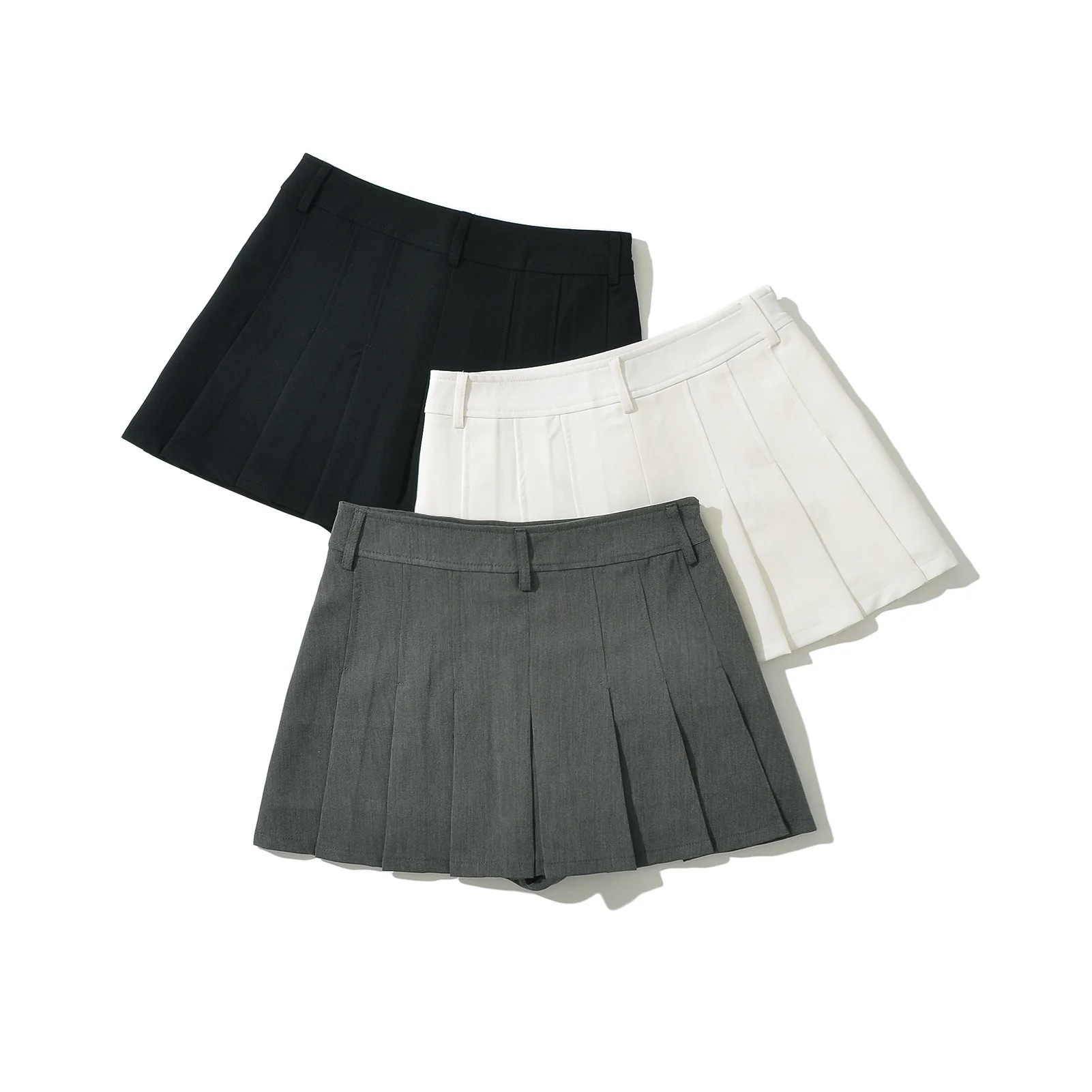 Double Wearing Pleated Design Suit Skirt Women's High Waist Slimming Anti-glare A- line Skirt Short Culottes