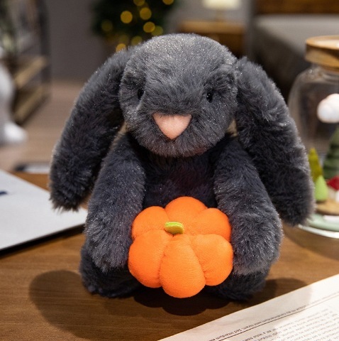 かわいい漫画ハロウィーンぬいぐるみカボチャ熊黒兎人形紫色ナス人形子供プレゼント|undefined